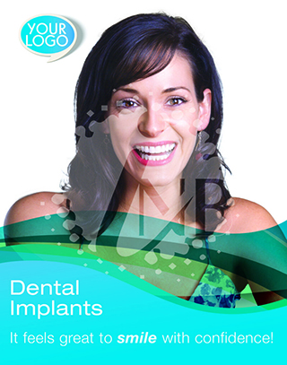 Dental Posters -4 Implants Watermark Smiling woman on Dental implant poster - I4001
