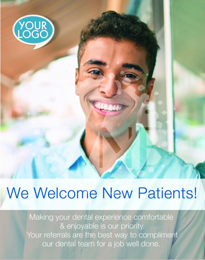 Poster-N2005-805x1024 Smiling man on welcome New Patients dental poster